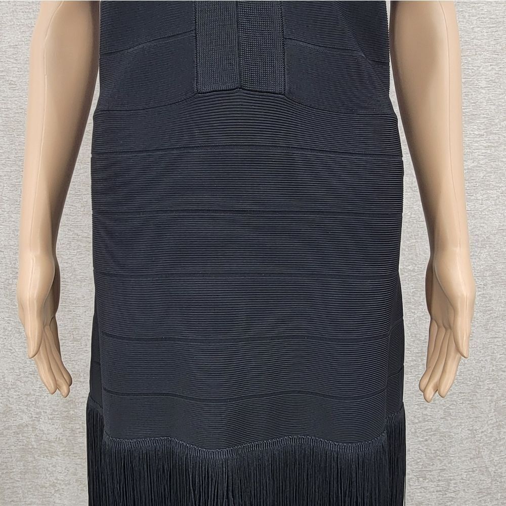 Venus Bandage Black Fringe Sleeveless Dress Gatsby Meets Moden Cocktail - Picture 6 of 16